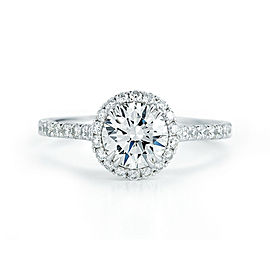 True Round Cut Halo Set Diamond Engagement Ring in Platinum 1.28cts