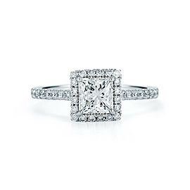 True Princess Cut Halo Diamond Engagement Ladies Ring in Platinum 1.74cts