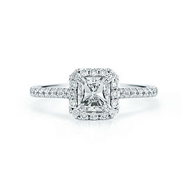 True Radiant Cut Halo Diamond Engagement Ring in Platinum 1.41cts