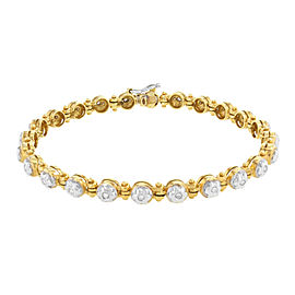 True 18k Yellow & White Gold & 0.24 Cttw Diamonds Beaded Ladies Bracelet