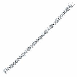 Rachel Koen 14K Yellow Gold Rhodium Plated Diamond Floral Design Bracelet 6.00ct