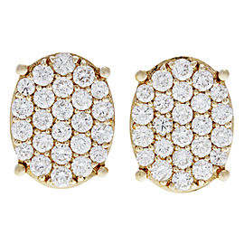 True Diamond Pave Stud Cluster Oval Shape Earrings