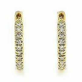 True 14K Yellow Gold Pave Diamond Huggie Earrings 0.07cttw