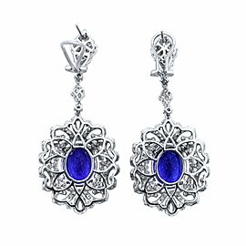 True Tanzanite Diamond Chandelier Drop Earrings 18K White Gold