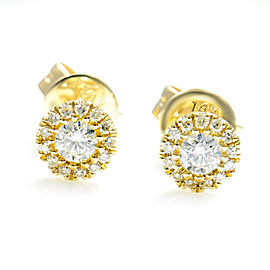 14K Yellow Gold Diamond Halo Stud Earrings 0.24cttw