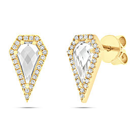 14K Yellow Gold Pave Diamond 0.12cttw White Topaz 1.20cttw Earring