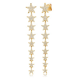 True 14K Yellow Gold Pave Diamond Star Drop Earrings 0.51cttw