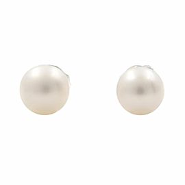 14K White Gold Natural Pearl Stud Earrings 5mm