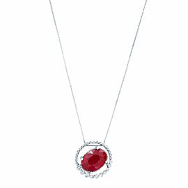 True 14K White Gold Ruby 7.00cttw Diamond 0.50cttw Necklace