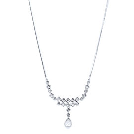 True Pear Round and Carre Diamonds 2.25cttw Necklace 18K White Gold