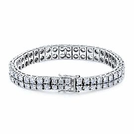 True 14K White Gold Two Row Diamond Tennis Style Bracelet 11cts