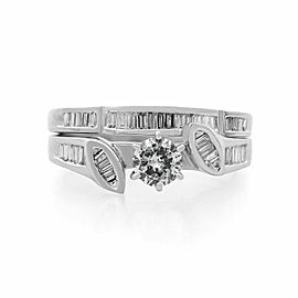 Rachel Koen 14K White Gold 0.75cttw Diamond Ring Two Piece Ring Set SZ7.25