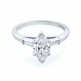 True Platinum Marquise 1.15cttw Diamond Engagement Ring SZ6