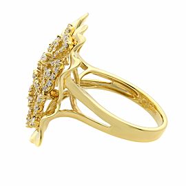 Rachel Koen 18K Yellow Gold Large Floral Diamond Cocktail Ring 0.75cttw