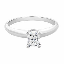 Rachel Koen 14K White Gold Emerald Solitaire Engagement Ring 0.30cttw Size 6.75