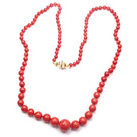 Vintage Buccellati 18k Yellow Gold Graduated Coral Bead Necklace