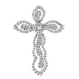 True Pave Diamond Cross Pendant 0.60cttw 18K White Gold