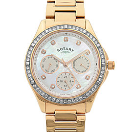 Rotary Swarovski Accent Rose Gold Tone MOP Dial Quartz Womens Watch LB00069/41