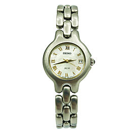 Seiko Dress MOP Roman Dial Satin Steel Quartz Ladies Watch SXD255