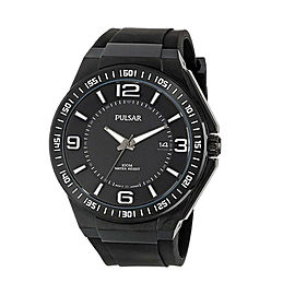 Pulsar Black PVD Stainless Steel Black Dial Quartz Mens Watch PS9225