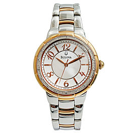 Bulova Diamond Bezel Stainless Steel Quartz Womens Watch 98R162