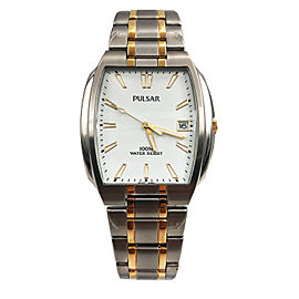 Pulsar Dress Date Steel White Index Dial Quartz Mens Watch PXH406