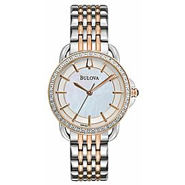 Bulova Diamond MOP Sticks Dial Two Tone Steel Quartz Ladies Watch 98R144