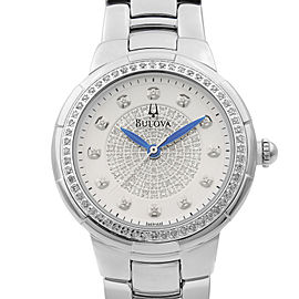 Bulova Stainless Steel White Diamond-set Dial Quartz Ladies Watch 96R168