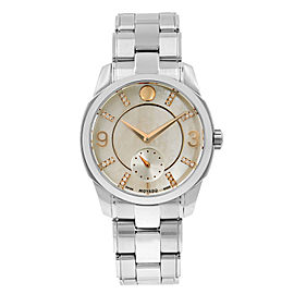 Movado LX Steel Diamond Mother of Pearl Dial Quartz Ladies Watch 0606619