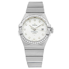 Omega Constellation Silver Diamond White Gold Ladies Watch 123.55.31.20.55.003