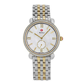 Michele Gracile MOP Two Tone Steel .40cttw Quartz Ladies Watch MWW26A000003