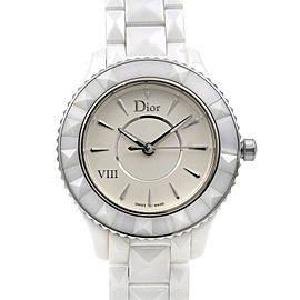 Christian Dior VIII White Ceramic Silver Dial Quartz Ladies Watch CD1231E2C001