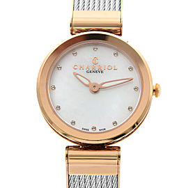 Charriol Forever Crystal White MOP Dial Steel Ladies Quartz Watch FE32.102.005