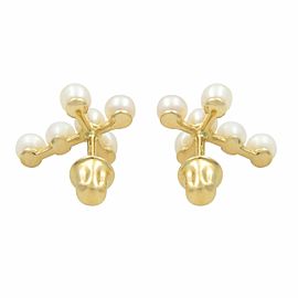 Rachel Koen 14K Yellow Gold Tiny Freshwater Pearl Cross Stud Earrings