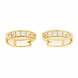 Rachel Koen 14K Yellow Gold CZ Princess Cut Huggie Hoops Earrings 16mm