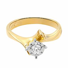 Rachel Koen 14K Yellow Gold One Round Cut Small Diamond Engagement Ring 0.15cttw