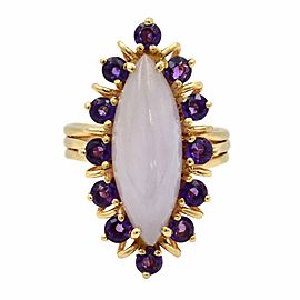 Rachel Koen Yellow Gold Natural Chalcedony Stone with Amethyst Cocktail Ring