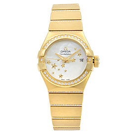 Omega Constellation 18K Gold Diamond Mop Dial Womens Watch 123.55.27.20.05.002