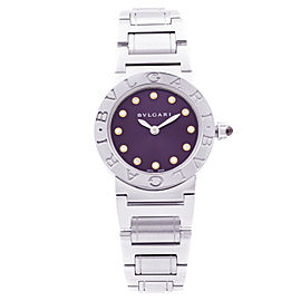 Bvlgari Acier Steel Purple Sunray Diamond Dial Quartz Ladies Watch BBL267SS/12