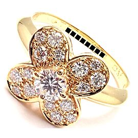 Authentic! Van Cleef & Arpels Trefle 18k Yellow Gold Diamond Ring