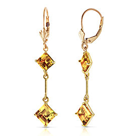 3.75 CTW 14K Solid Gold Leverback Earrings Citrine