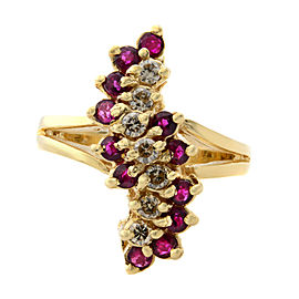 Rachel Koen Vintage 14K Yellow Gold Diamond & Ruby Cocktail Ring Size 6