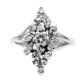 Rachel Koen 14K White Gold Diamond Cocktail Ring 1.00cttw SZ 6.25