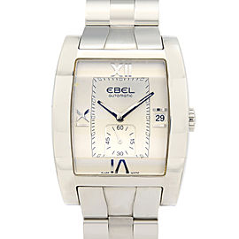 Ebel Tarawa Stainless Steel Tonneau Silver Roman Dial Mens Watch E9127J40