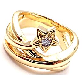 Mikimoto 18k Yellow Gold Diamond Lucky Star Band Ring