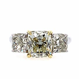 True 18K White and Yellow Gold Yellow Diamond Three-Stone Ring 4.20cttw Size 7