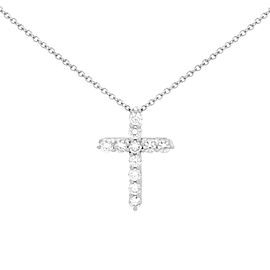 Tiffany & Co. Platinum Diamond Cross Necklace 0.42cttw