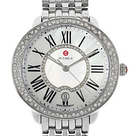 Michele Serein Steel Diamonds MOP Roman Dial Quartz Ladies Watch MWW21B000030