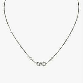 Cartier 18K White Gold Diamond Agrafe Pendant Necklace 0.15cttw