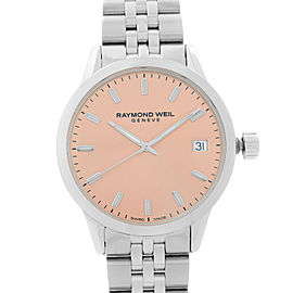 Raymond Weil Freelancer Steel Pink Dial Quartz Ladies Watch 5634-ST-80021